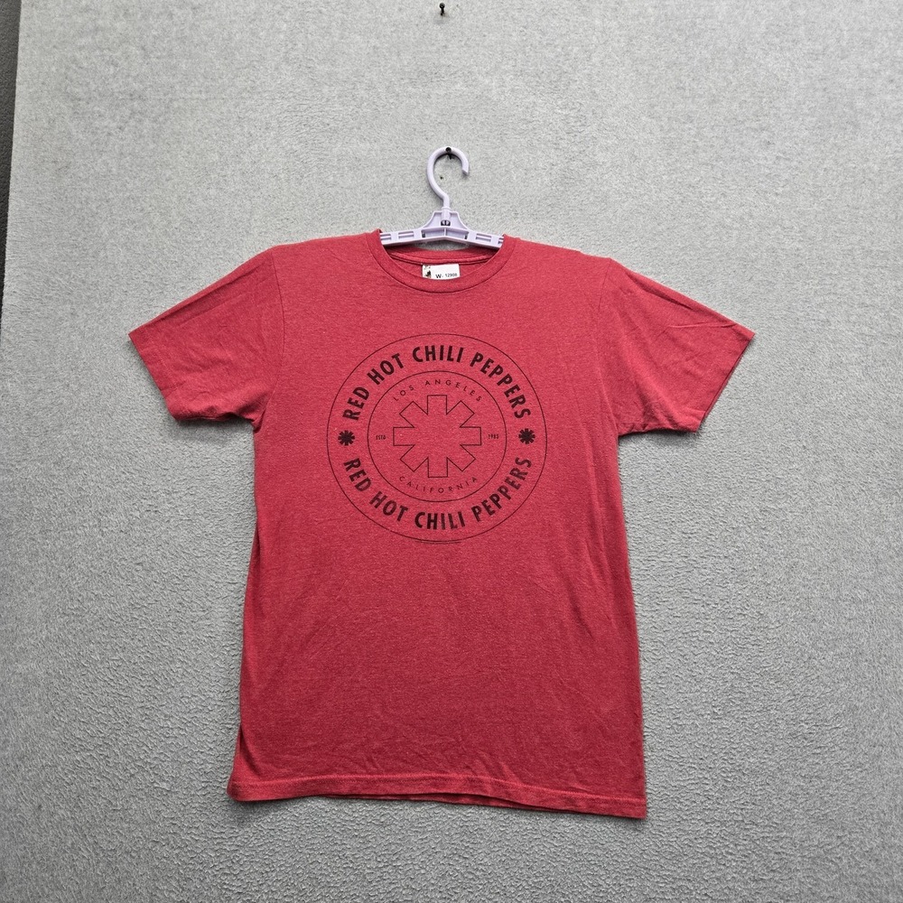 Red Hot Chili Peppers Men Shirt M Red Graphic Band Logo Short Sleeve